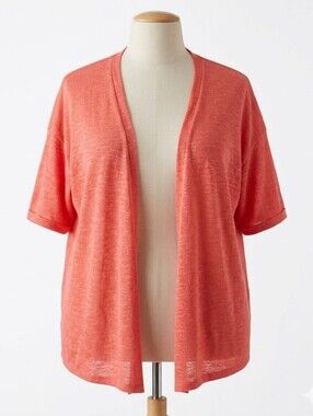 fade Women's Coral Open-Front Short Sleeve Cardigan/Shrug Size 22/24W
